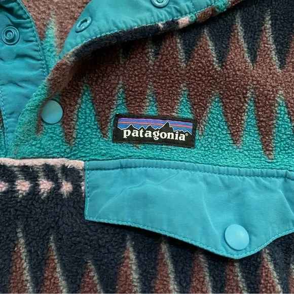 Patagonia Synchilla snap T laughing waters Aztec brown fleece pullover M read - Picture 2 of 16